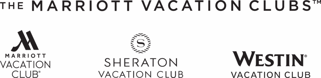 The Marriott Vacation Clubs Logo with Marriott Vacation Club, Sheraton Vacation Club, and Westin Vacation Club