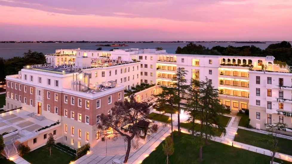 JW Marriott Venice Resort & Spa exterior aerial view at sunset